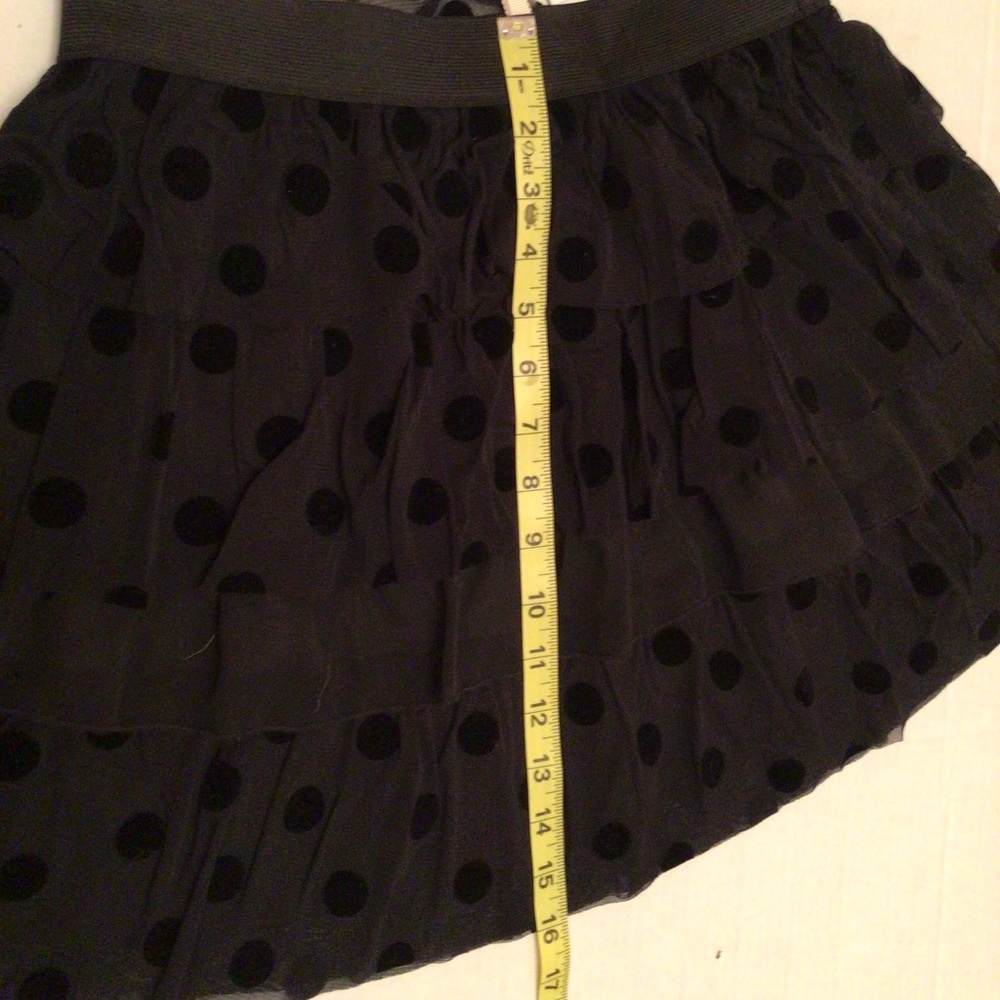 NWT Frenchi Clip Dot Ruffle Black Mini Skirt Size M - Picture 4 of 7
